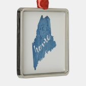 Maine State Home Wood Grain Ornament Aus Metall (Rechts)