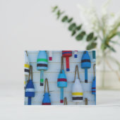 Maine, Stonington, dekorative Hummerbojen Postkarte (Stehend Vorderseite)