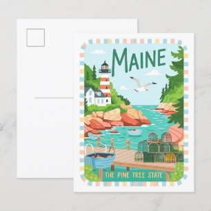 Maine the Pine Tree Staat USA Summer Travel Postkarte