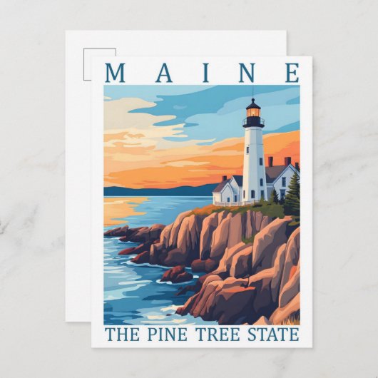 Maine the Pine Tree Staat USA Travel Place Postkarte (Vorne/Hinten)