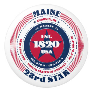 Maine US Staat Red White Blue Typografy Keramikknauf