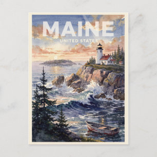 Maine USA Reise in die Vergangenheit Postkarte