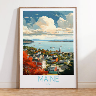 Maine USA Travel Poster, Augusta Maine Staat Trave Poster