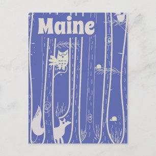 Maine USA Wald vintage Reiseposter Postkarte