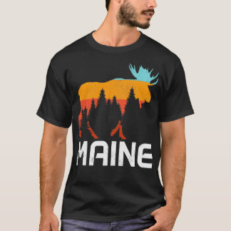 Maine Vintag Retro Pride Souvenir Moose Nature Hi T-Shirt