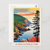 Maine Vintage Acadia Nationalparkreise Postkarte (Vorne/Hinten)