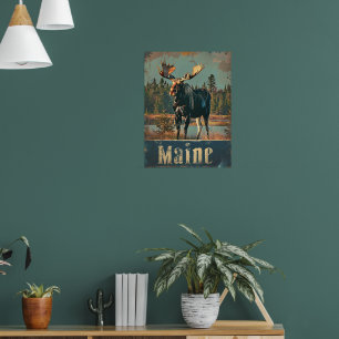 Maine Vintage Elch Poster