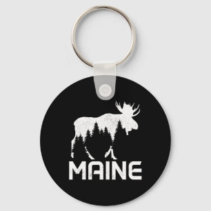 Maine Vintage Pride Souvenir Elch Natur Wandern Schlüsselanhänger
