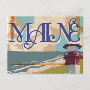 Maine Vintage-Reiseposter Postkarte