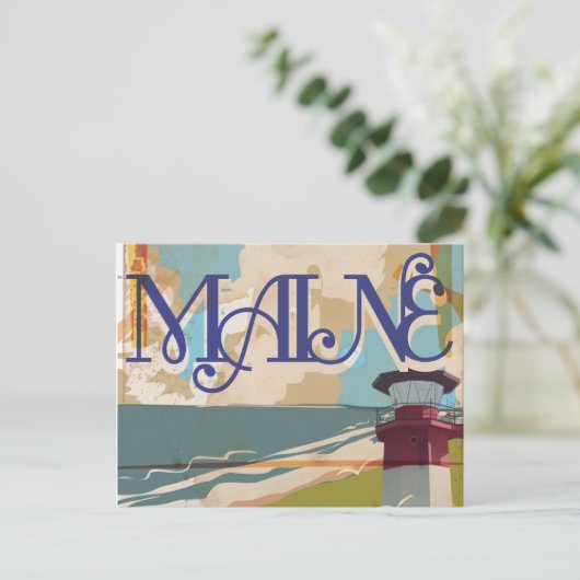 Maine Vintage Travel Poster Postkarte (Stehend Vorderseite)