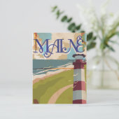 Maine Vintage Travel Poster Postkarte (Stehend Vorderseite)