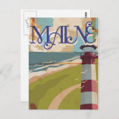 Maine Vintage Travel Poster Postkarte (Vorne/Hinten)