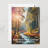 *~* Maine Wald Stream Urlaub AP49 Postkarte (Vorne/Hinten)