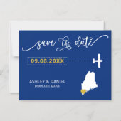 Maine Wedding Save the Date Card, Map Magneteinladung (Vorderseite)