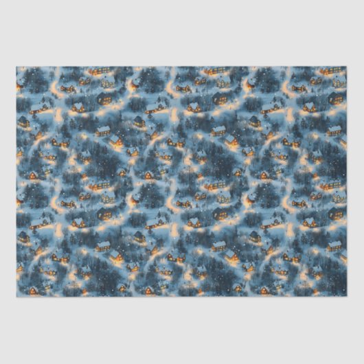 Maine Weihnachtsdorf in Schnee getaucht Seidenpapier (Vorderseite)