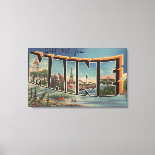 Maine (Winter)Großbuchstaben Szenen Leinwanddruck (Vorderseite)