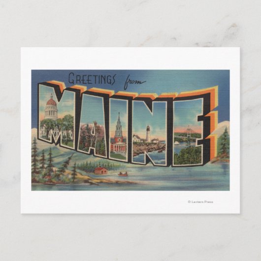 Maine (Winter)Großbuchstaben Szenen Postkarte (Vorderseite)