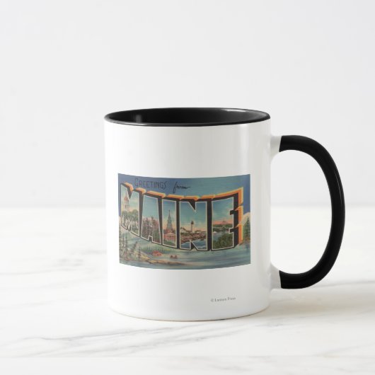 Maine (Winter)Großbuchstaben Szenen Tasse (Rechts)