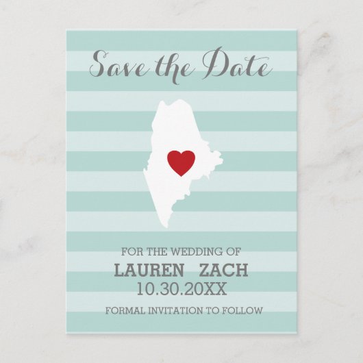 Maine Zuhause Staat City Wedding Save the Date Ankündigungspostkarte (Vorderseite)