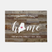 Maine Zuhause Staat Personalisierte Holzaussicht Fußmatte (Vorderseite)