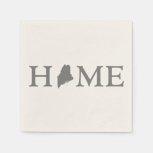 Maine Zuhause Staat Shaped Letter Gray Word Art Serviette