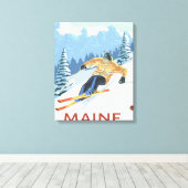 MaineDownhill Skier Scene Leinwanddruck (Insitu (Holzboden))
