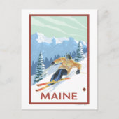 MaineDownhill Skier Scene Postkarte (Vorderseite)