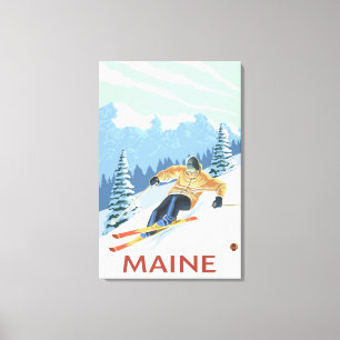 MaineDownhill Skifahrer-Szene Leinwanddruck