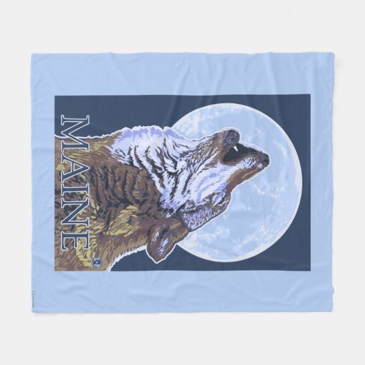 MaineHowling Wolf Fleecedecke (Vorderseite (Horizontal))