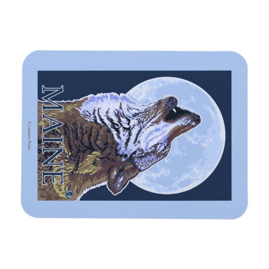 MaineHowling Wolf Magnet (Horizontal)