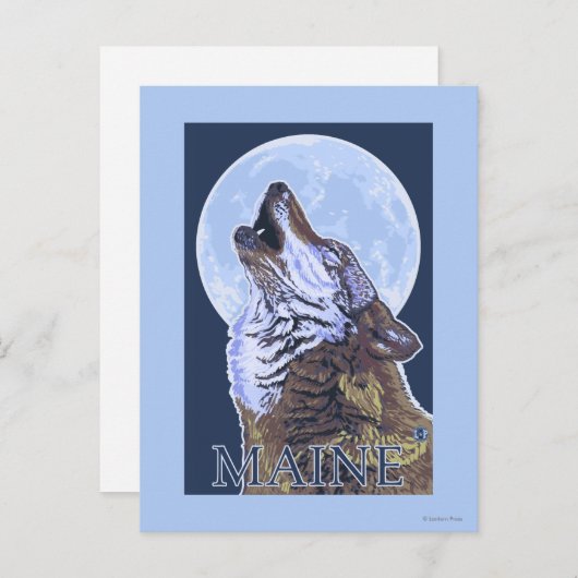 MaineHowling Wolf Postkarte (Vorne/Hinten)