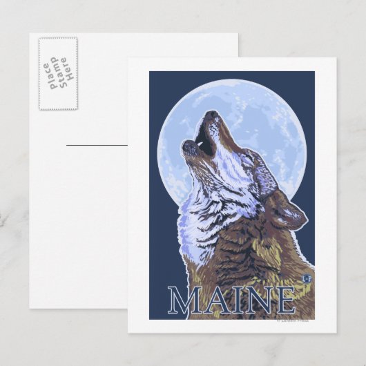 MaineHowling Wolf Postkarte (Vorne/Hinten)