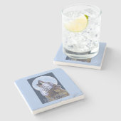 MaineHowling Wolf Steinuntersetzer (Seitenansicht)