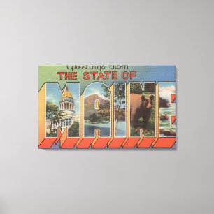 MaineLarge Buchstabe-Szenen Leinwanddruck