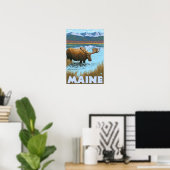MaineMoose Drinking im See Poster (Heimbüro)