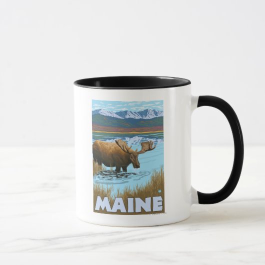 MaineMoose Drinking im See Tasse (Rechts)
