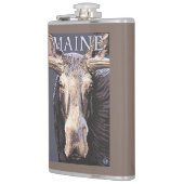 MaineMoose herauf nahes Flachmann (Links)