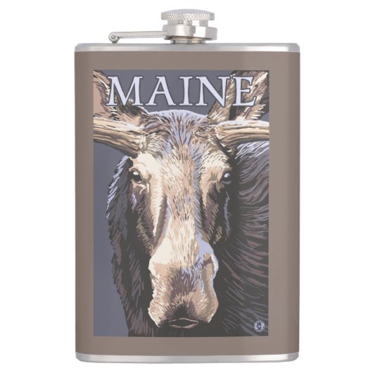 MaineMoose herauf nahes Flachmann (Vorderseite)