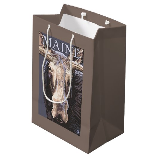 MaineMoose herauf nahes Mittlere Geschenktüte (Rückseite Schrägansicht)