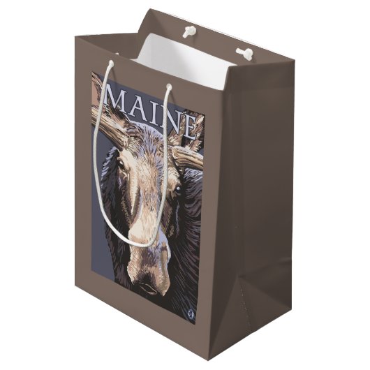 MaineMoose herauf nahes Mittlere Geschenktüte (Vorderseite Schrägansicht)