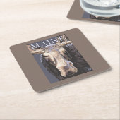 MaineMoose herauf nahes Rechteckiger Pappuntersetzer (angewinkelt)