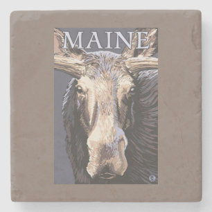 MaineMoose herauf nahes Steinuntersetzer