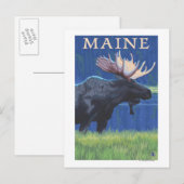 MaineMoose im Mondschein Postkarte (Vorne/Hinten)
