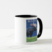 MaineMoose im Mondschein Tasse (VorderseiteRechts)
