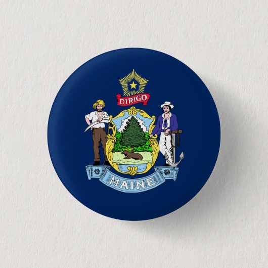 Mainer-Flagge, Flagge von Maine Button (Vorderseite)