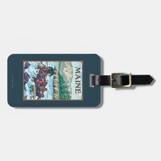 MaineRiver, das Szene flößt Gepäckanhänger (Vorderseite horizontal)