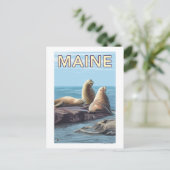 MaineSea Lions Szene Postkarte (Stehend Vorderseite)