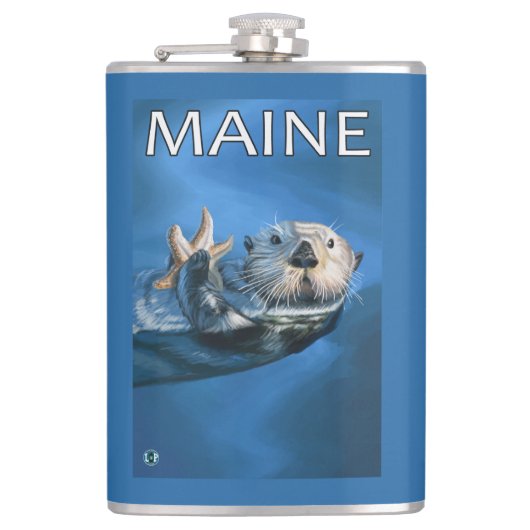 MaineSea Otter-Szene Flachmann (Vorderseite)