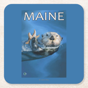MaineSea Otter-Szene Rechteckiger Pappuntersetzer