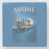 MaineSea Otter-Szene Steinuntersetzer (Vorderseite)